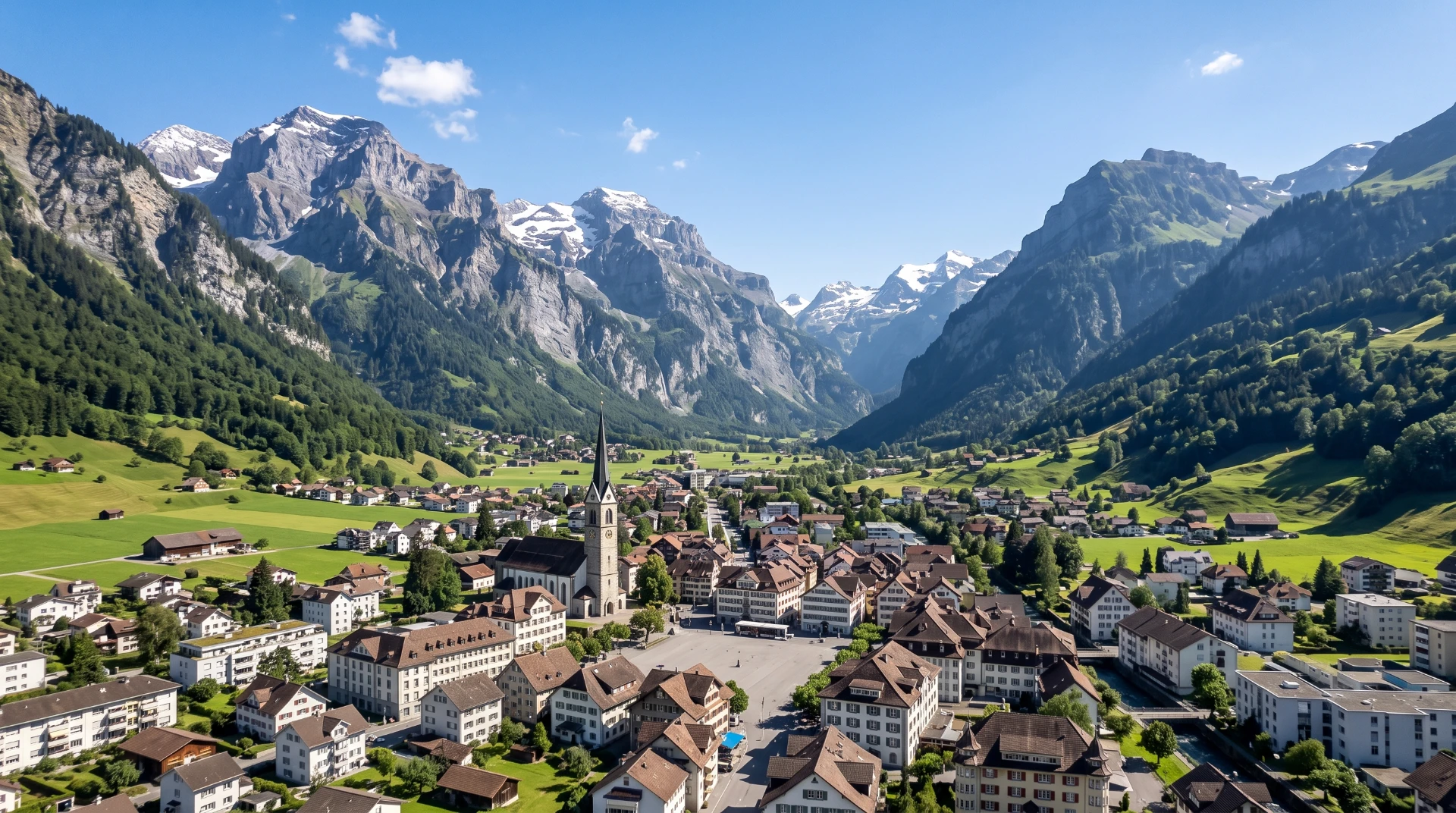 Klimaanlage und Wärmepumpe Installation im Kanton Glarus vor Alpenkulisse
