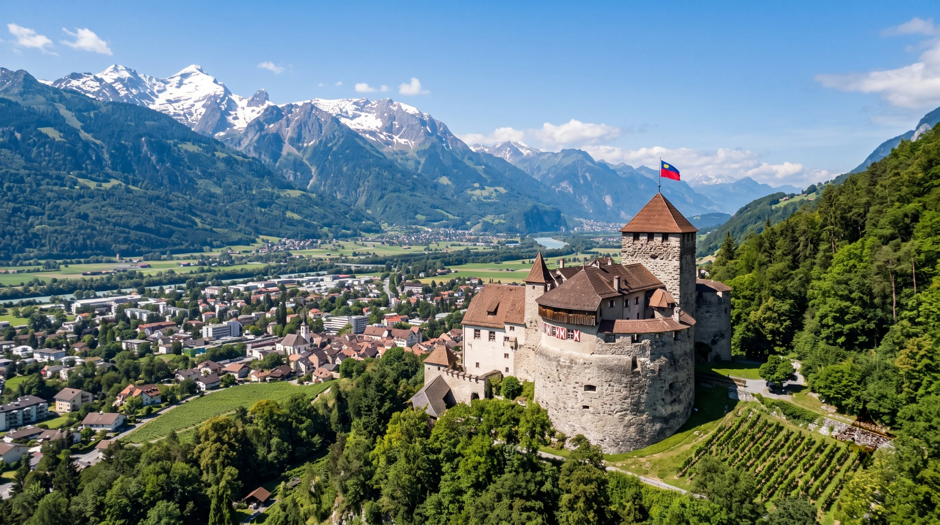 Wärmepumpen-Installation vor Rheintal-Kulisse in Liechtenstein